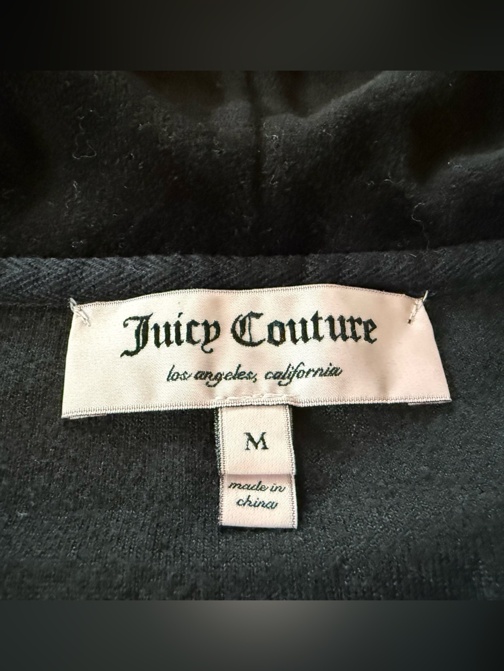JUICY COUTURE VELOUR FULL ZIP HOODIE JACKET Black With Gold Logo Women’s Size M - Picture 9 of 14